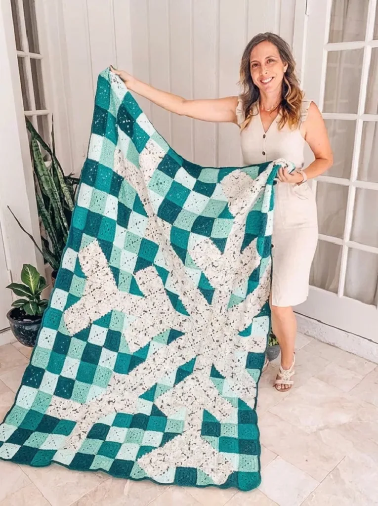 20 Free Crochet Christmas Blanket Patterns 11 Crochet granny square snowflake Christmas blanket pattern