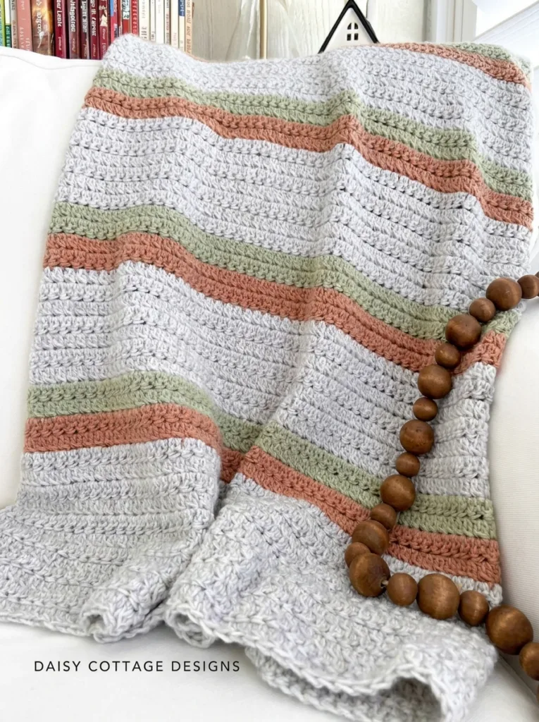 Crochet pumpkin spice throw blanket, fall texture pattern