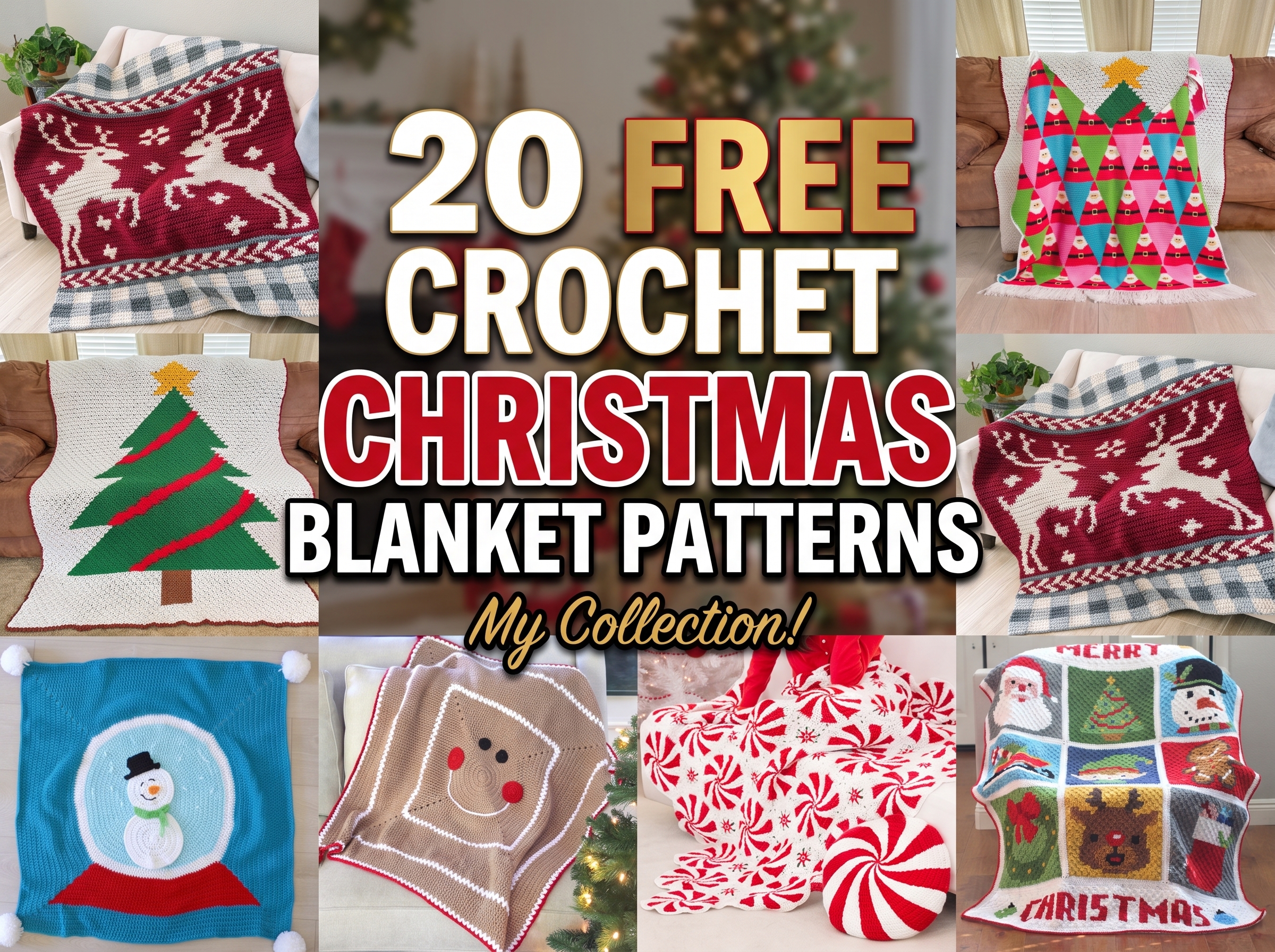 20 Free Crochet Christmas Blanket Patterns